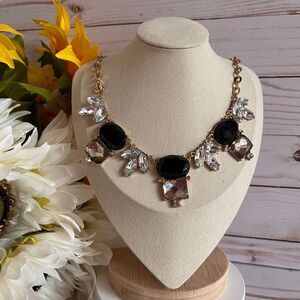 Black & Clear Rhinestone Necklace NWOT